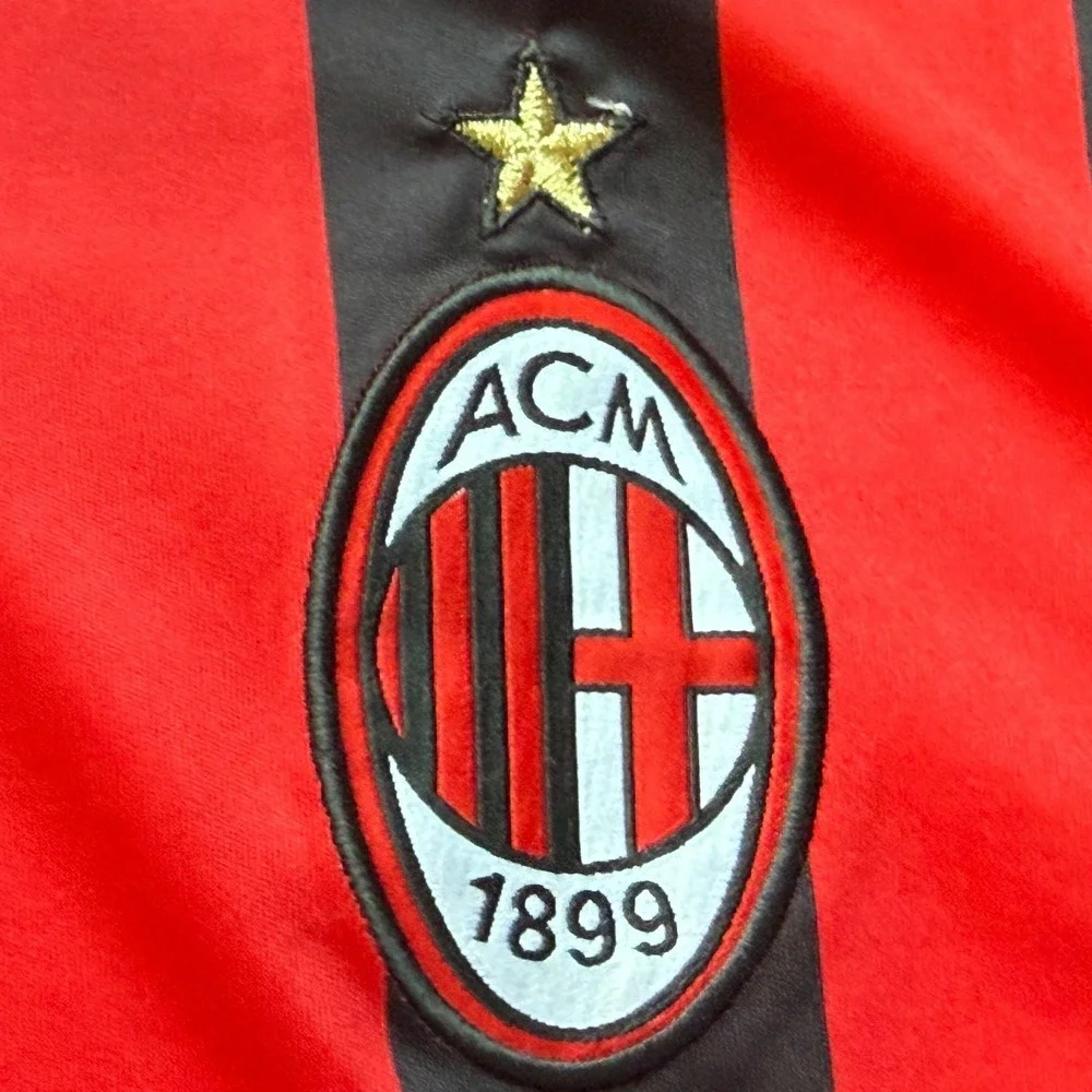 VTG Adidas AC Milan 2009-10 Home Jersey Onyewu 14 Red Black Soccer Shirt Mens XL